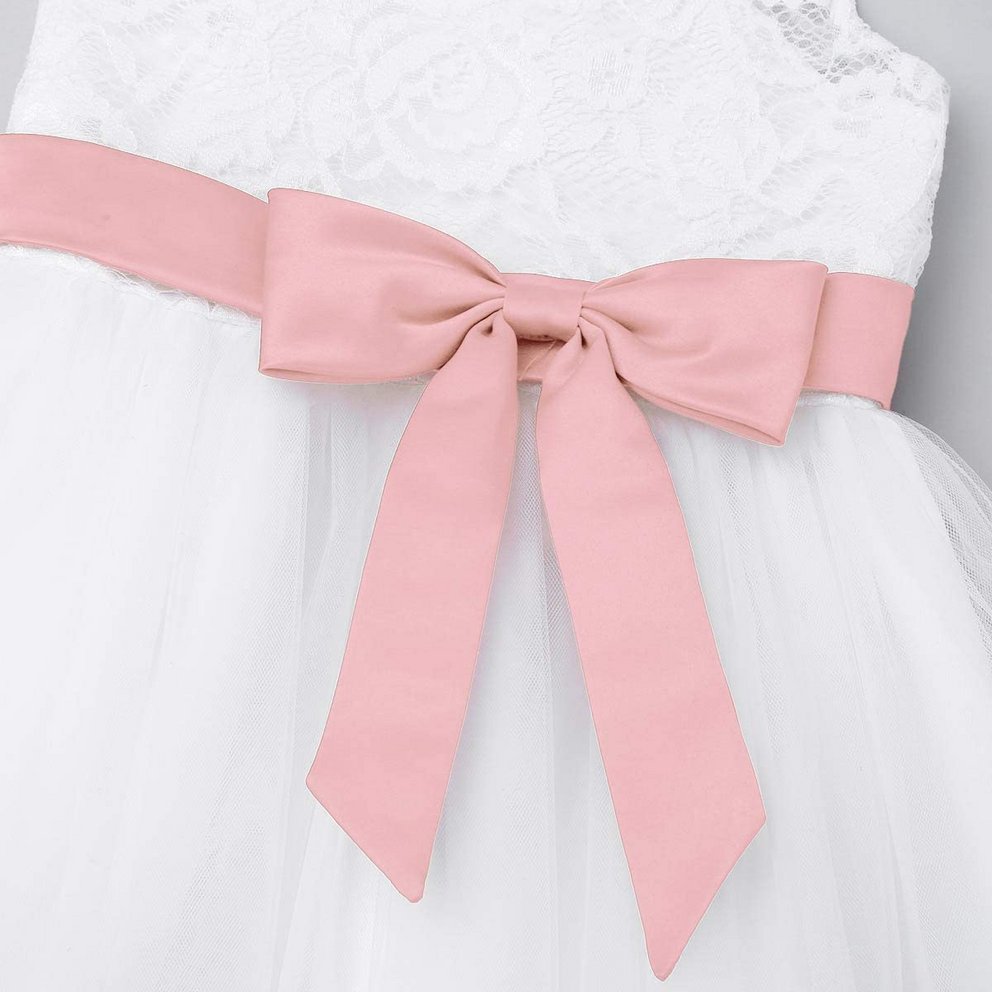 Taufkleider Mädchen: Weißes Taufkleid mit rosa Schleife