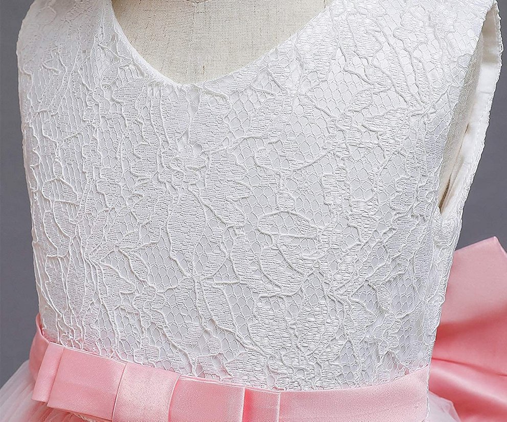 Taufkleider Mädchen: Wunderschönes Kleid in Weiß-Rosa