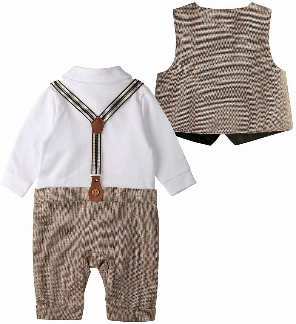 Mehrteiliges Taufanzug-Set für Babys und Jungs in braun