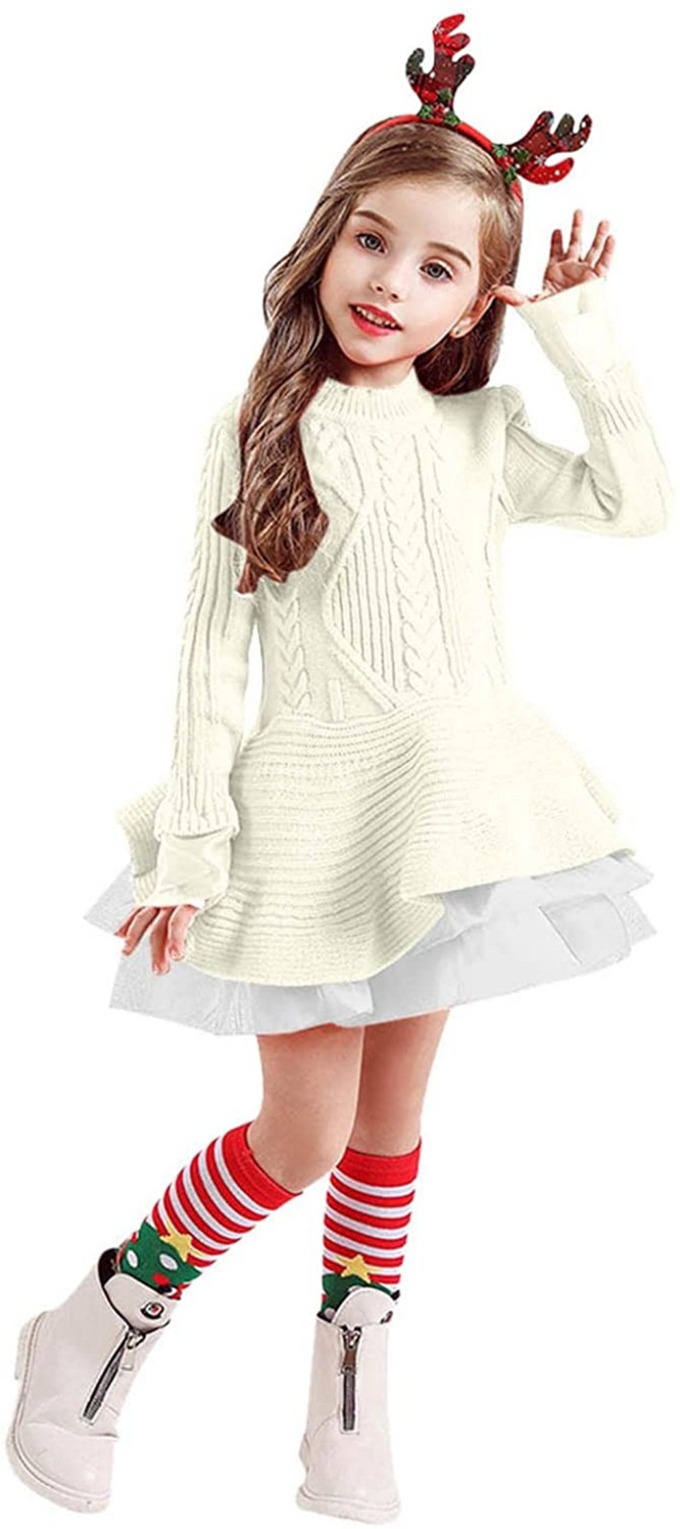 Taufkleider Mädchen: Hochwertiges Casaul-Kleid mit moderner Strickoptik