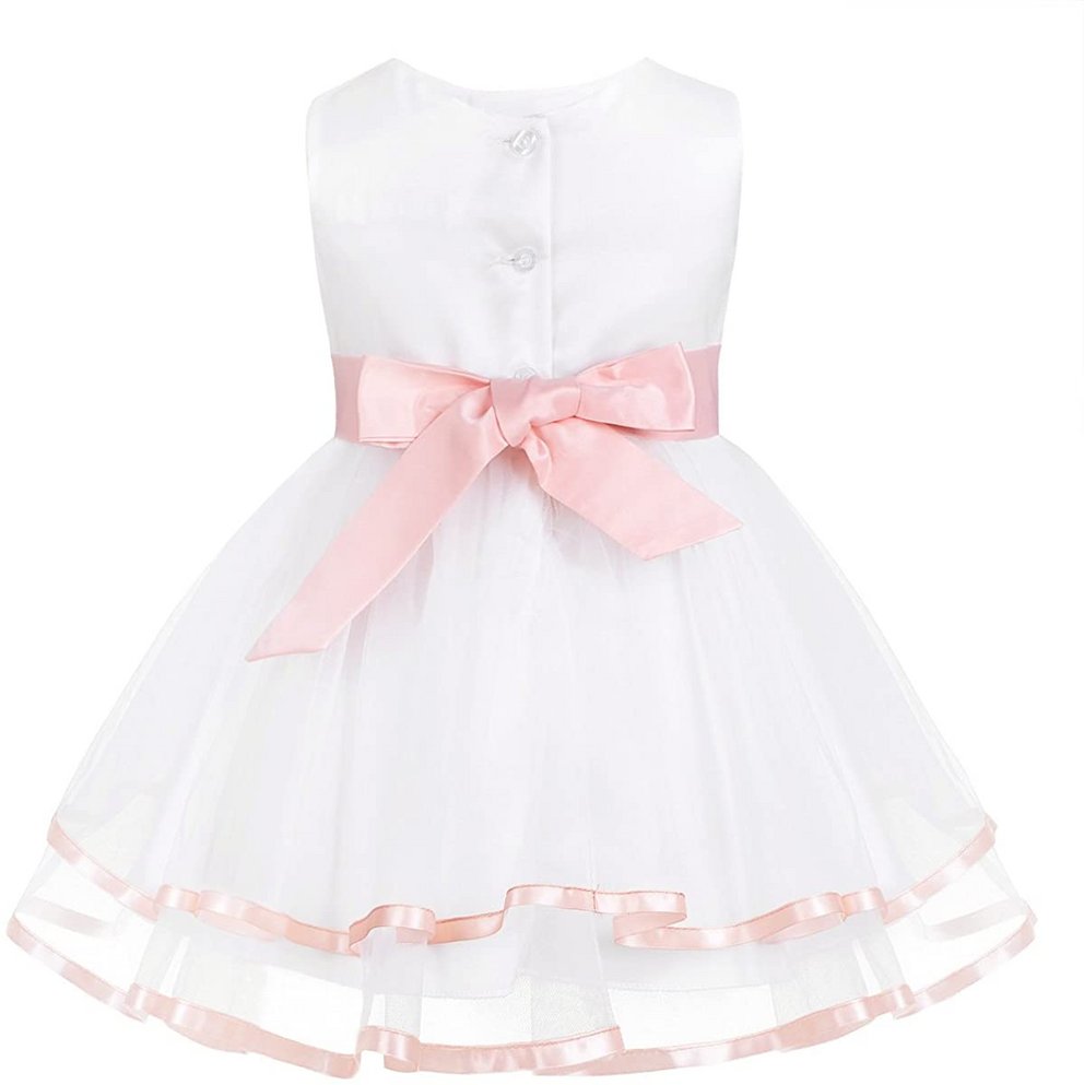 Taufkleider Mädchen: Kleid in Weiß und Rosa mit Schlaufe