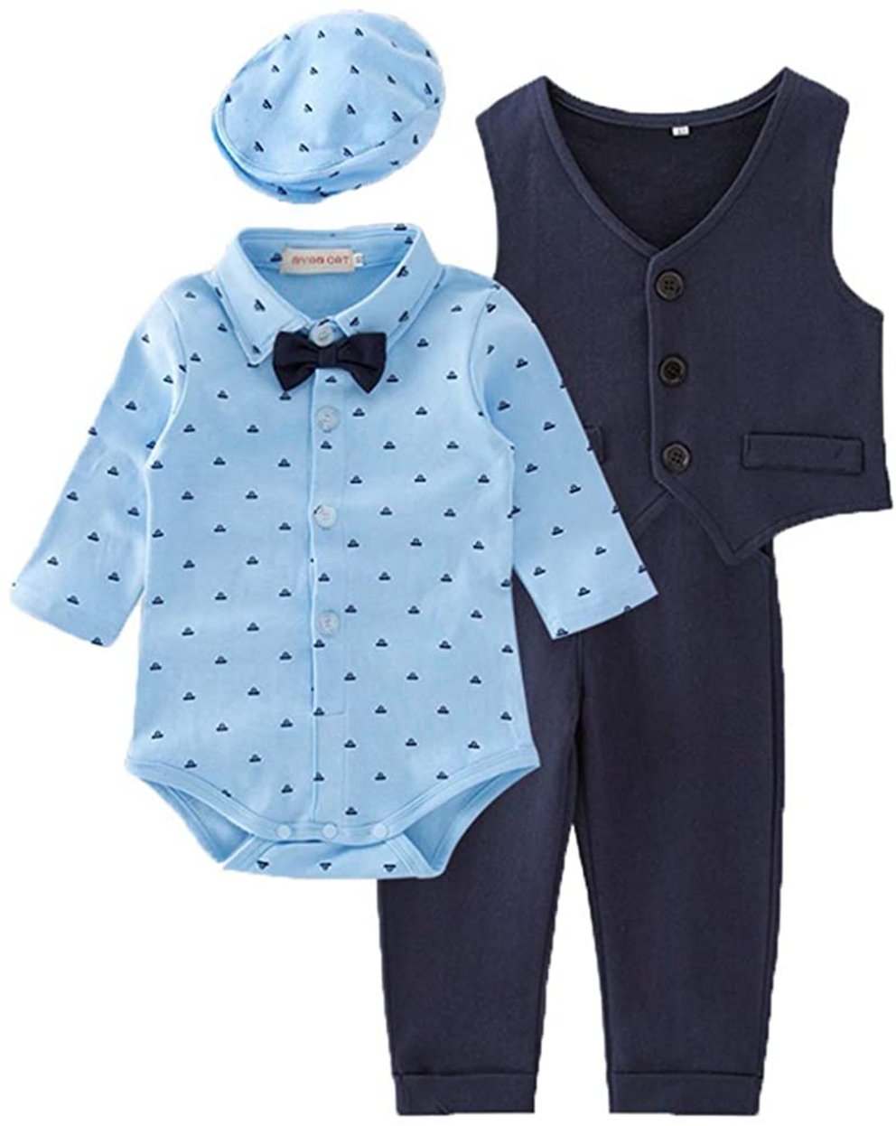 Schöner Taufanzug für Babys als Set aus Baumwolle